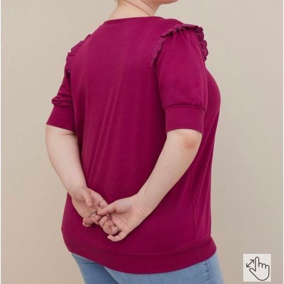 Torrid French Terry Short Sleeve Purple‎ Skull Lightweight Sweatshirt 5X - Picture 4 of 12